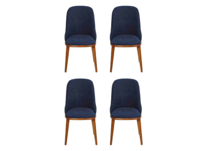 Eleganti sedie da sala da pranzo blu, telaio in legno di design, sedia da cucina moderna.