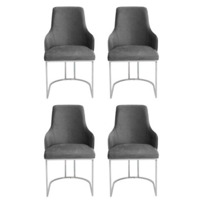 Set di sedie grigie per sala da pranzo Sedie di lusso per sedersi Mobili da cucina 4 pezzi