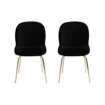 Gruppo di sedia nera 2x sedia set tessuto imbottito sede in acciaio inox