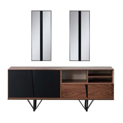 Angolo pranzo Sala da pranzo Tavolo da pranzo Set 2 pezzi Tavolo da pranzo Credenza Marrone Legno