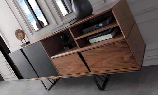 Angolo pranzo Sala da pranzo Tavolo da pranzo Set 2 pezzi Tavolo da pranzo Credenza Marrone Legno