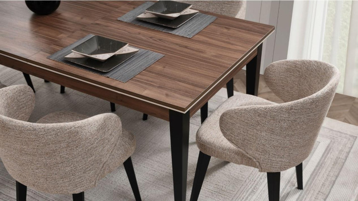 Gruppo da pranzo in legno Angolo cottura Sala da pranzo Tavolo Sedie Set 7 pezzi Marrone