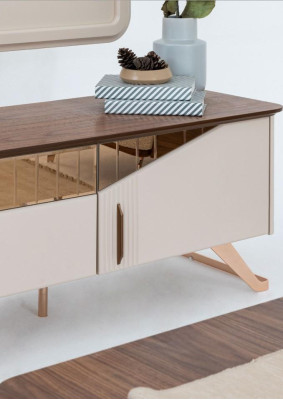 Soggiorno supporto TV pannello da parete mobile basso RTV credenza legno beige