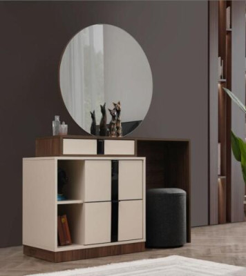 Tavolo da toeletta, tavolo cosmetico, mobile da toeletta, cassettiera da toeletta beige specchio
