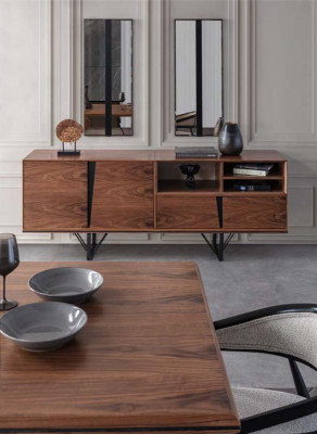 Anrichte Sideboard Armadio Comò Armadio in legno Marrone Legno Sala da pranzo