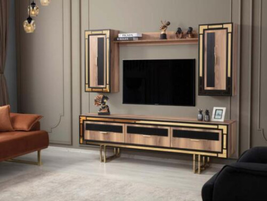 Garnitura parete attrezzata porta TV mobile basso marrone salotto