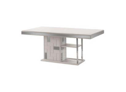 Tavolo da pranzo di lusso in legno bianco per sala da pranzo.