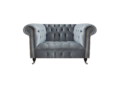 Soggiorno grigio poltrona Chesterfield tappezzeria seduta mobili nuovi tessuto