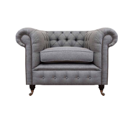 Sedia da soggiorno lusso imbottita stoffa Chesterfield tessuto seduta nuova arredamento.
