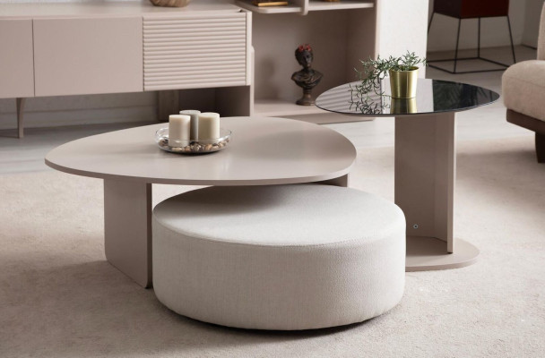 Set completo per il soggiorno divano a 3 posti tavolino pouf poltrona 5 pezzi