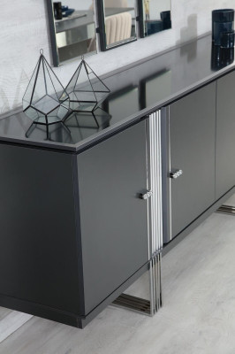 Mobili da sala da pranzo di design Tavolo da pranzo lussuoso Sedie Credenza Set 7 pezzi