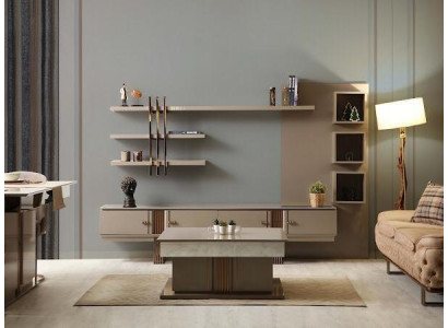 Set da pranzo moderno composto da tavolo da pranzo + 4 sedie + credenza 6 pezzi.