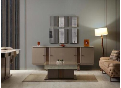 Perfetta credenza da sala da pranzo di lusso, nuovo arredamento in legno, design di mobili.