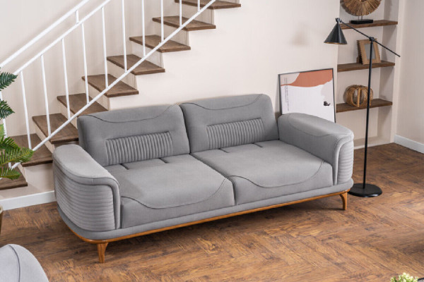 Set di imbottiti di lusso in grigio: Due divani a tre posti e poltrona Nuovo