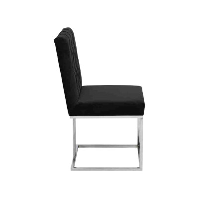 Sedia a sdraio nera designer 2x Sedie Mobili da sala da pranzo Sedie in acciaio inossidabile.