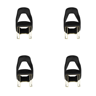 Elegante 4 sedie Sedia da pranzo nera Sedia da cucina Poltrona di lusso Novità