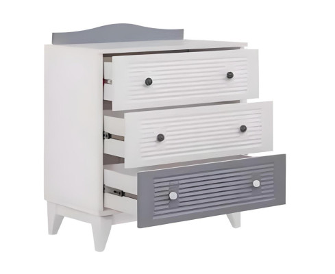 Camera da bambino moderna 2 pezzi Arredamento stanza completa Multicolore Letto cassettiera