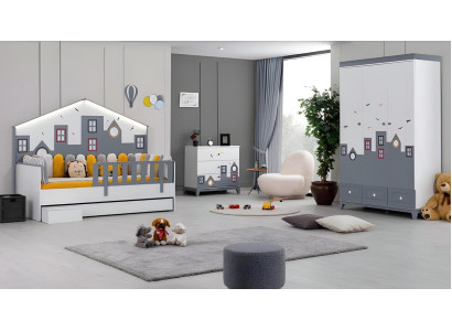 Struttura del letto Lettino Letto Camera dei bambini Mobili per la camera dei bambini Legno chiaro