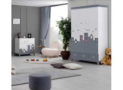 Completo set camera per bambini multicolore armadio cassettiera Chiaro 2 pezzi Nuovo