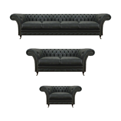 Divani per soggiorno Chesterfield Arredamento Moderno Set imbottito 3 pezzi Nuovo