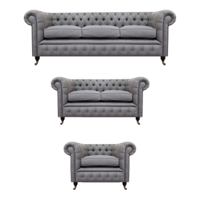 Chesterfield Set di divani in tessuto, imbottiti di stoffa, divano, set di divani 3 pezzi nuovo