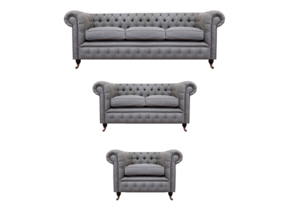 Chesterfield Set di divani in tessuto, imbottiti di stoffa, divano, set di divani 3 pezzi nuovo