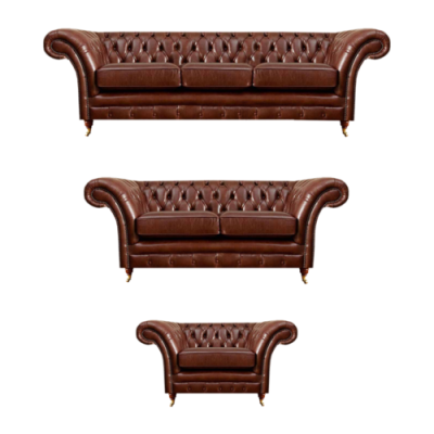 Poltrone divani set 3 pezzi imbottiti sedili poltrone divani Chesterfield nuovi