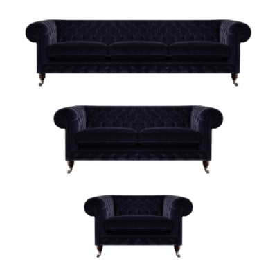 Mobili imbottiti poltrona divano set divani tre posti con divani due posti Chesterfield.