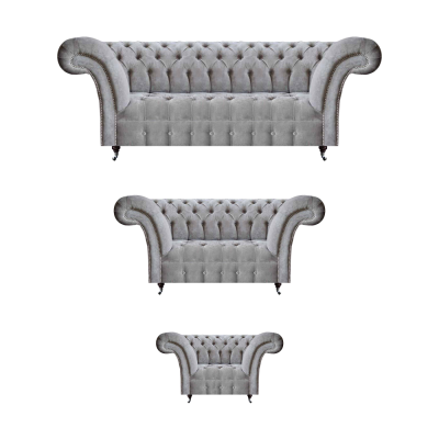 Set 3 pezzi di lusso divano a tre posti con divani a due posti Sedile in tessuto Nuovo Chesterfield