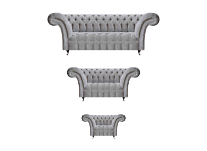 Set 3 pezzi di lusso divano a tre posti con divani a due posti Sedile in tessuto Nuovo Chesterfield