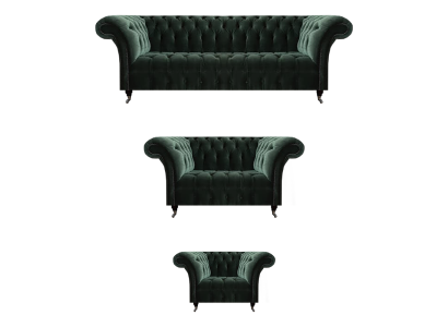 Set di divani 3 pezzi imbottiti con tre posti e due posti Chesterfield.