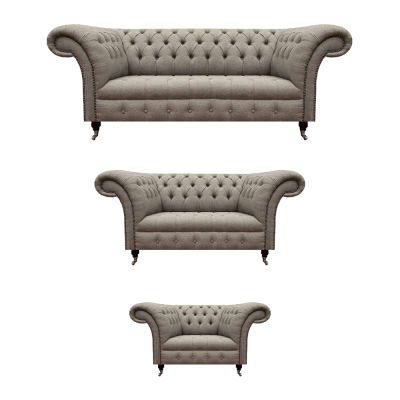 Grigio divano a due posti set 3 pezzi divano a tre posti poltrona da designer Chesterfield