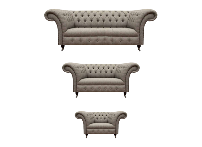 Grigio divano a due posti set 3 pezzi divano a tre posti poltrona da designer Chesterfield