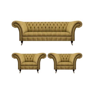 Set salotto giallo completo 2 poltrone Chesterfield divano a tre posti divano