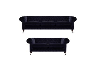 Mobili imbottiti divano a tre posti Arredamento soggiorno Poltrona Blu Chesterfield.