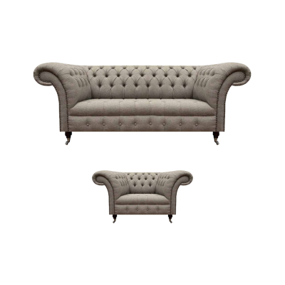 Completamente soggiorno divano set divano tre posti tessuto poltrona Chesterfield