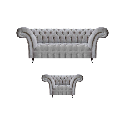 Divano Chesterfield completo, poltrona di lusso, divano a tre posti.