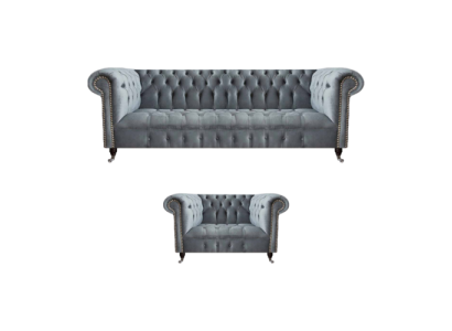 Soggiorno completo divano a tre posti poltrona lusso arredamento Chesterfield