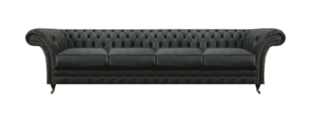 Salotto Chesterfield Divano Nero 4 Posti Moderno Arredamento Nuovo