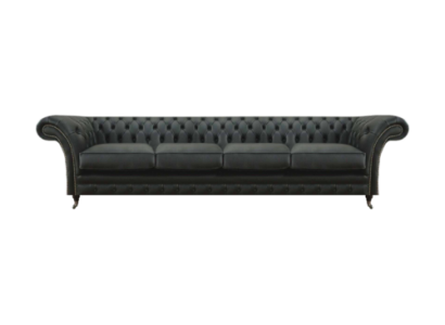 Salotto Chesterfield Divano Nero 4 Posti Moderno Arredamento Nuovo