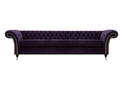 Design Chesterfield soggiorno divano a tre posti viola imbottito