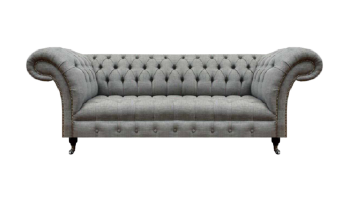 Soggiorno Divano a tre posti Chesterfield in tessuto nuovo