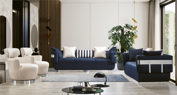 Set di divani divano imbottito in tessuto per mobili imbottiti da 3+3+1+1 posti.