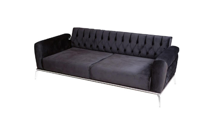 Moderno set di soggiorno con 2 divani Chesterfield morbidi + poltrona nera moderna