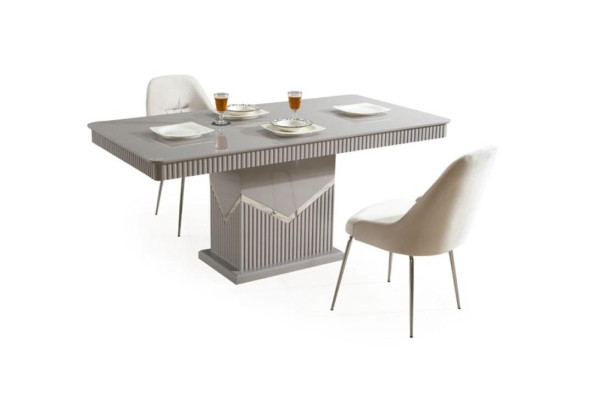 Grigio moderno set da pranzo 4x sedia specchio credenza scaffale 9 pezzi