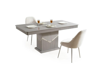 Grigio moderno set da pranzo 4x sedia specchio credenza scaffale 9 pezzi
