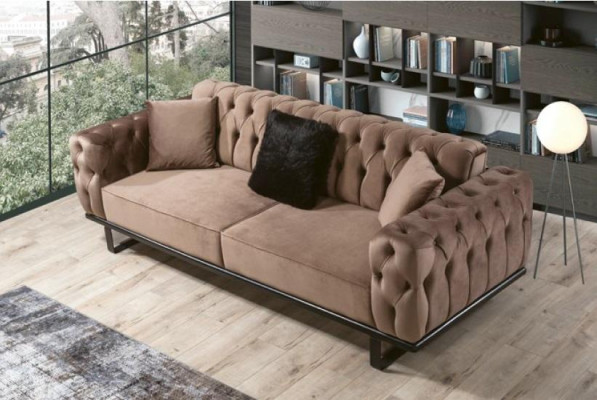 Set di divani Chesterfield composto da 3+3+1+1 posti, divano imbottito.