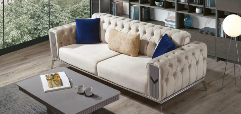 Sofà Set di divani Mobili imbottiti 3+3+1 Tavolino da salotto 4 pz. Set di arredi