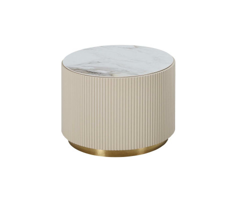 Tavolo rotondo di lusso in legno design moderno beige Mobili di lusso Tavolo rotondo per il soggiorno Nuovo