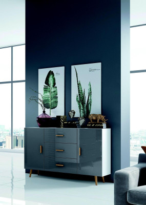 Comò mobile porta TV 140 cm XL, design moderno in legno, credenza bassa.